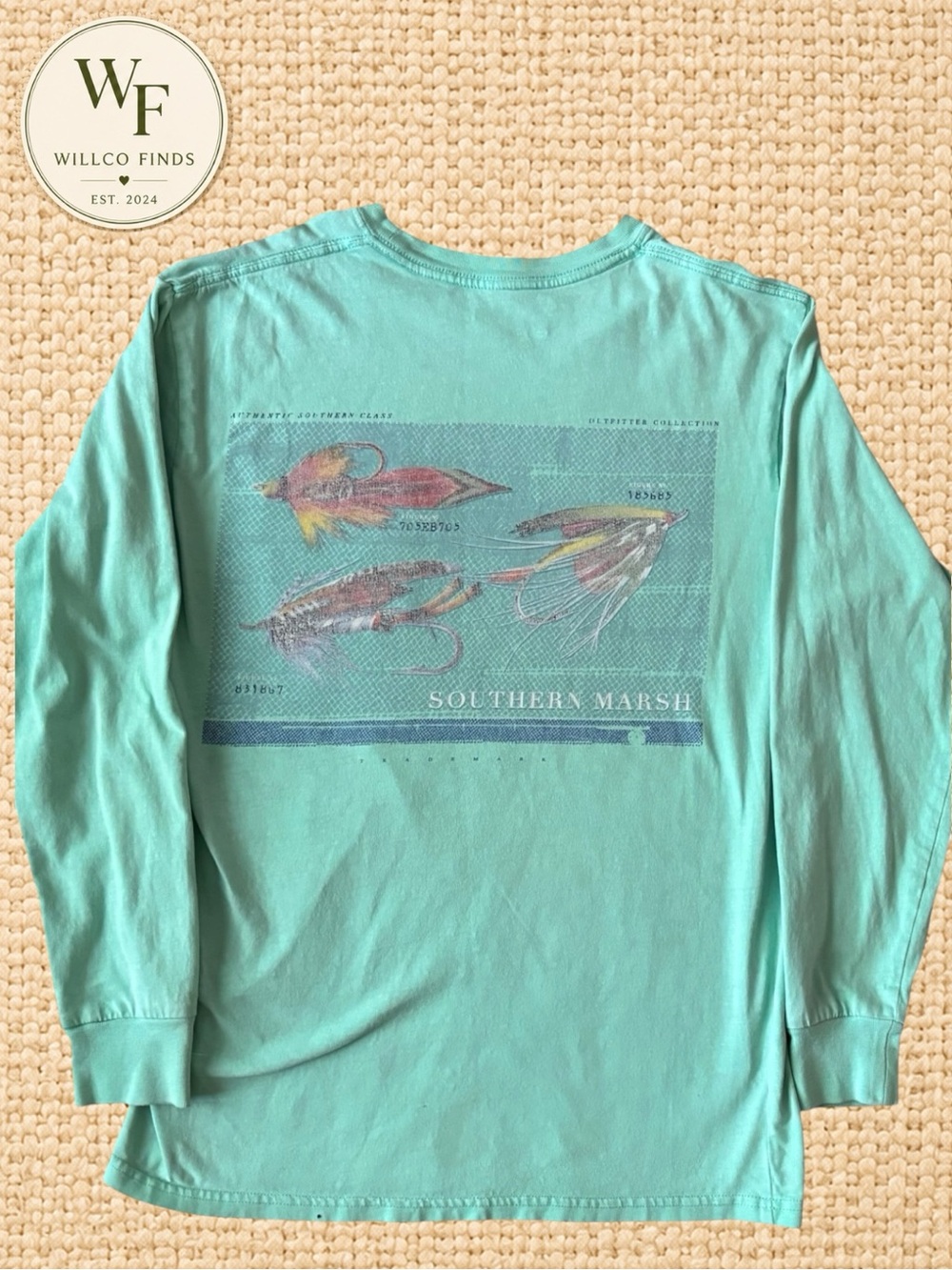Southern Marsh Long Sleeve Fly Fishing Graphic Pocket T-Shirt Aqua
